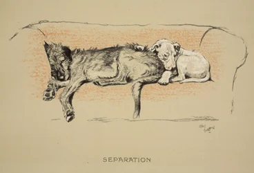 Separacja, 1930, 1. wydanie „Sleeping Partners”, Aldin, Cecil Charles Windsor (1870-1935), opublikowane przez Eyre i Spottiswoode Limited, Chalk and Charcoal na papierze